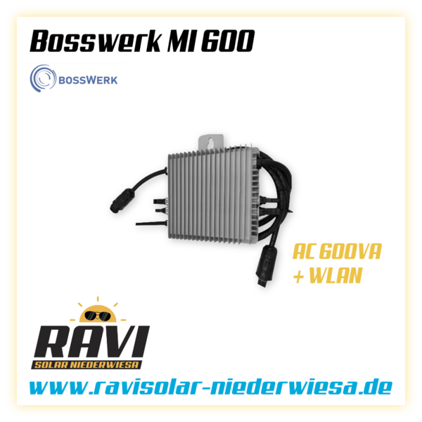 Modulwechselrichter Bosswerk BW-MI600; AC 600W, WLAN, 12 Jahre Herstellergarantie