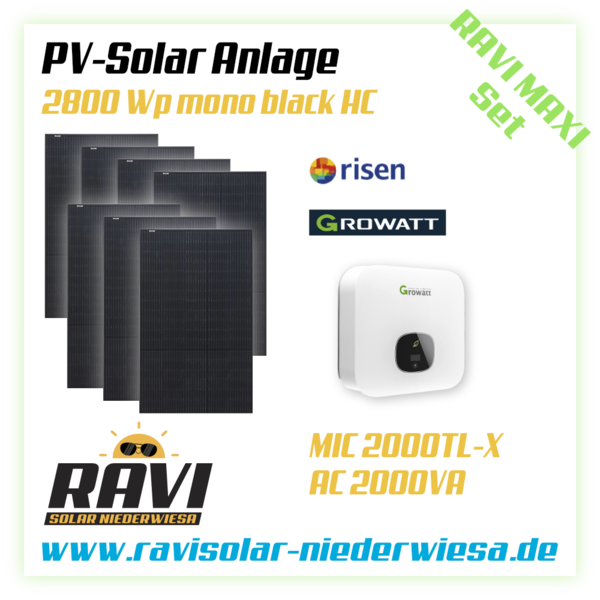 RAVISet PV 2800Wp RISEN RSM40-8-400 Solarmodule, Growatt MIC 2000 TL-X, WLAN