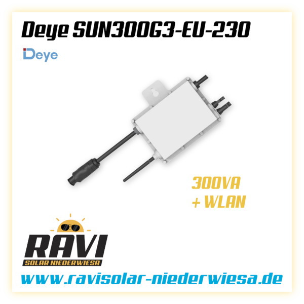 Modul-Wechselrichter Deye  SUN300G3-EU-230, 300VA, WLAN, Endkappe, Kupplungsbuchse