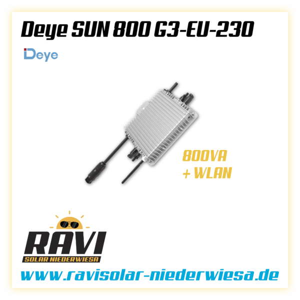 Modul-Wechselrichter Deye  SUN800G3-EU-230, 800VA, WLAN, Endkappe, Kupplungsbuchse