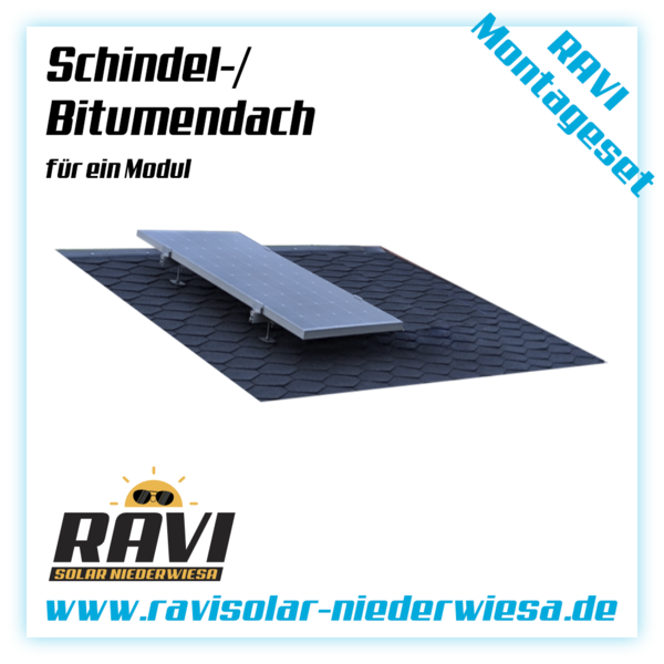 Montageset Schindel / Bitumendach / Fassade 1 Module hochkant - Stockschraube - 1,20m