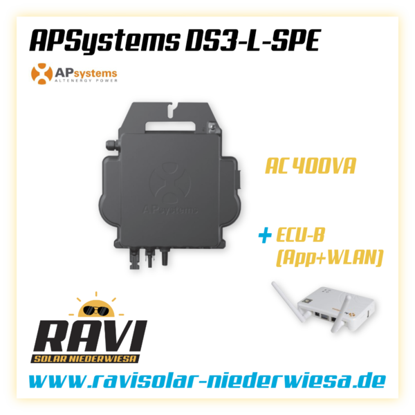 APSystems DS3-L-SPE 400VA Mikrowechselrichter 1 MPP Tracker VDE4105 Mini PV Solar