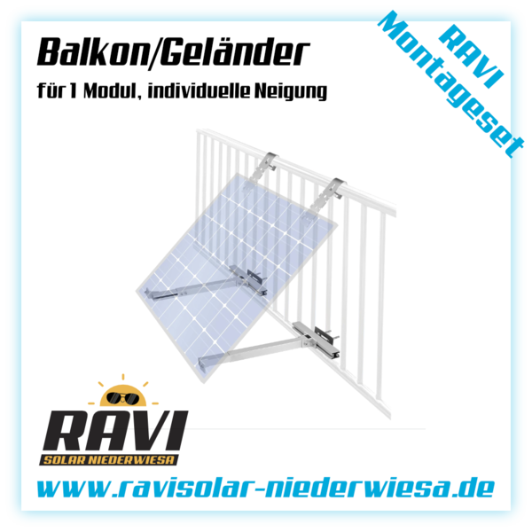 Balkonhaken Set für Solarmodul, verstellbarer Winkel - Befestigung an Gitterbalkon